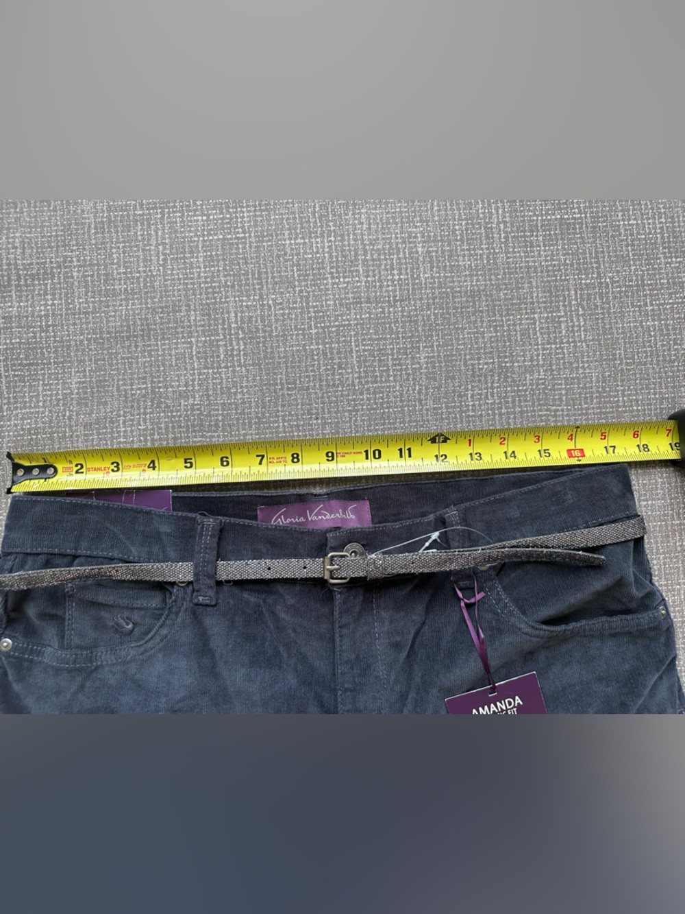 Gloria Vanderbilt Amanda Corduroy Pants Women's 16 Gray Classic Fit Straight NWT - Picture 12 of 14
